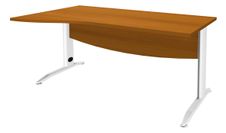 Bureau droit IDRA - Vague à gauche - L140 cm - Pieds blancs - plateau imitation Merisier