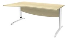 Bureau droit IDRA - Vague à gauche - L140 cm - Pieds blancs - plateau imitation Erable