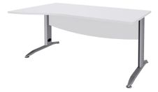 Bureau droit IDRA - Vague à gauche - L160 cm - Pieds alu - plateau Blanc