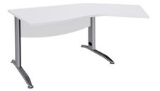 Bureau 135° IDRA - retour d'angle à droite - L180 cm - Pieds aluminium - plateau Blanc perle