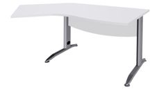 Bureau 135° IDRA - retour d'angle à gauche - L180 cm - Pieds aluminium - plateau Blanc perle