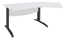 Bureau 135° IDRA - retour d'angle à droite - L180 cm - Pieds anthracite - plateau Blanc perle