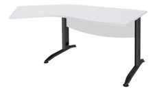 Bureau 135° IDRA - retour d'angle à gauche - L180 cm - Pieds anthracite - plateau Blanc perle