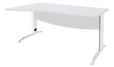 Bureau droit IDRA - Vague à gauche - L140 cm - Pieds blancs - plateau Blanc