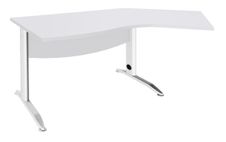 Bureau 135° IDRA - retour d'angle à droite - L180 cm - Pieds blanc - plateau Blanc perle