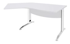 Bureau 135° IDRA - retour d'angle à gauche - L180 cm - Pieds blanc - plateau Blanc perle