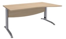 Bureau droit IDRA - Vague à droite - L140 cm - Pieds alu - plateau imitation Chêne