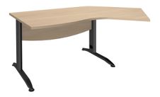 Bureau 135° IDRA - retour d'angle à droite - L180 cm - Pieds anthracite - plateau imitation Chêne clair