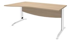Bureau droit IDRA - Vague à gauche - L140 cm - Pieds blancs - plateau imitation Chêne