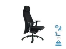 Fauteuil de bureau GOXOA - accoudoirs réglables - appui-tête intégré - tissu noir