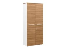 Armoire hautes YES ! - L80 x H187 x P42 - 2 portes - Façade et dessus merisier