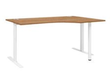 Bureau compact 90° à droite YES ! - 160 cm - Pieds métal fixes - Merisier