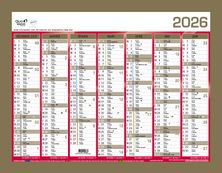 Quo Vadis - Calendrier bancaire 7 mois par face - 33 x 43 cm - or