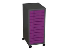 Desserte de rangement - 12 tiroirs - anthracite/prune