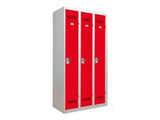 Vestiaire Industrie Propre - 3 portes - 180 x 90 x 50 cm - gris/rouge