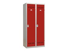 Vestiaire Industrie Salissante - 2 portes - 180 x 80 x 50 cm - gris/rouge