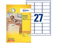 Avery - 675 Étiquettes amovibles blanches - 63,5 x 29,6 mm - Impression laser - réf L4737REV-25