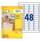 Avery - 1200 Étiquettes amovibles blanches - 45,7 x 21,2 mm - Impression laser - réf L4736REV-25