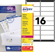 Avery - 1600 Étiquettes adresse blanches - 99,1 x 33,9 mm - Impression laser - réf L7162-100
