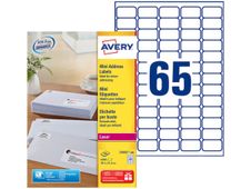 Avery - 6500 Mini Étiquettes adresse blanches - 38,1 x 21,2 mm - Impression laser - réf L7651-100