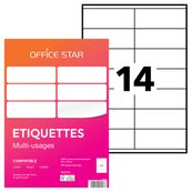 Office Star - 1400 Étiquettes multi-usages blanches - 105 x 39 mm - réf OS43431