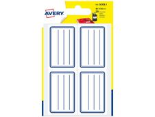 Avery - 20 Étiquettes scolaires blanches lignées bleu - 36 x 56 mm