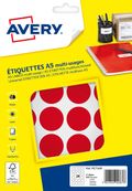 Avery - Etui A5 - 240 Pastilles adhésives - rouge - diamètre 30 mm