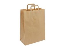 50 Sacs cadeau kraft - poignées plates - 18 cm x 8 cm x 22 cm - brun