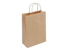 50 Sacs cadeau kraft - poignées torsadées - 14 cm x 8 cm x 21 cm - brun