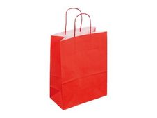 50 Sacs cadeau kraft - poignées torsadées - 22 cm x 12 cm x 31 cm - rouge