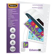 Fellowes - 100 pochettes de plastification A4 (216 x 303 mm) - 80 microns - brillantes pré-perforées