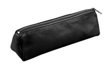 Trousse Merinos triangulaire - 1 compartiment - cuir de mouton noir - Quo Vadis