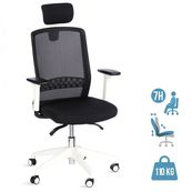 Fauteuil de bureau SCOTT - accoudoirs réglables - appuie-tête réglable - noir base blanche