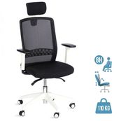 Fauteuil de bureau SCOTT - accoudoirs réglables - appuie-tête réglable - noir base blanche