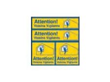 Pickup - Pictogramme - Attention voisins vigilants - 4 autocollants 150 x 150 mm
