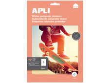 Apli Home - 10 Étiquettes adhésives polyester blanches - A4 (210 x 297 mm) - coins droits - réf 15187