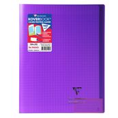 Clairefontaine Koverbook - Cahier polypro 24 x 32 cm - 96 pages - grands carreaux (Seyes) - violet