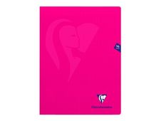 Clairefontaine Mimesys - Cahier polypro 24 x 32 cm - 96 pages - grands carreaux (Seyes) - rose