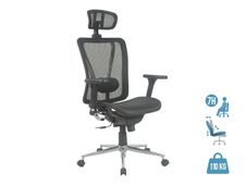 Fauteuil de bureau UPSILON - accoudoirs réglables - appuie-tête réglable - noir