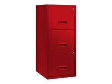Classeur 3 tiroirs pour dossiers suspendus - 95,7 x 40 x 40 cm - rouge