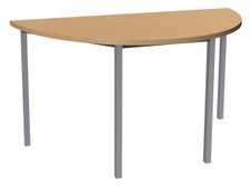 Table de réunion Demi-lune - 140 x 70 cm - Pieds carrés aluminium - imitation hêtre