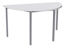Table de réunion Demi-lune - 140 x 70 cm - Pieds carrés aluminium - Blanc perle