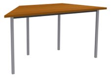 Table de réunion Trapèze - 140 x 70 cm - Pieds aluminium - imitation Merisier