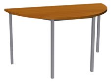 Table de réunion Demi-lune - 160 x 80 cm - Pieds aluminium - imitation merisier