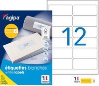 Apli Agipa - 1200 Étiquettes adhésives blanches multi-usages - 99,1 x 42,3 mm - coins arrondis - réf 101311