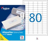 Apli Agipa - 8000 Étiquettes adhésives blanches multi-usages - 35,6 x 16,9 mm - coins arrondis - réf 102163