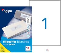 Apli Agipa - 100 Étiquettes adhésives blanches multi-usages - 199,6 x 289,1 mm - coins arrondis - réf 118989