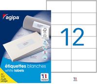 Apli Agipa - 1200 Étiquettes adhésives blanches multi-usages - 105 x 48 mm - coins droits - réf 118998
