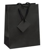Logistipack - 10 Sacs cadeau kraft - poignées cordelières - 18 cm x 10 cm x 22,7 cm - noir