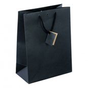 Logistipack - 10 Sacs cadeau kraft - poignées cordelières - 25 cm x 13 cm x 33 cm - noir